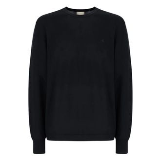 Calvin Klein Round-neck Knitwear, male, Blue, Size: XL Merino Wool Classic Sweater