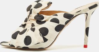 Charlotte Olympia White/black Polka Canvas Bow Slide Sandals