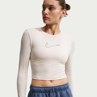 Nike Womens Nike Sportswear Slim Long-Sleeve T-Shirt in Brown | IH7688-104