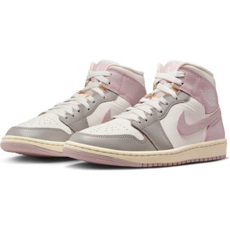 Nike Jordan Air Jordan 1 Mid Sneaker in Sail/Particle Rose/Stone at Nordstrom, Size 10.5