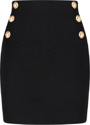 Balmain Button Embellished Mini Skirt, Brand Size 34 (US Size 2)