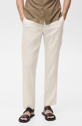 Mango Slim Fit Linen Pants in Off White at Nordstrom Rack, Size 30