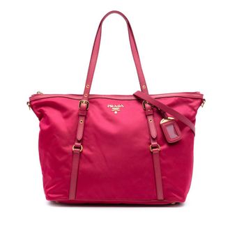Prada Pre-owned Prada Saffiano Trimmed Tessuto Satchel Ladies GAHDNIOZIA9C1FMM