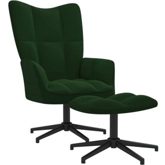 vidaXL Vidaxl - Sill&oacute;n De Relax Con Taburete Terciopelo Verde Oscuro