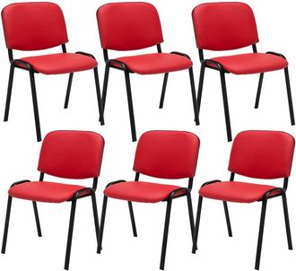 Clp Clp - Set 6 Sillas De Conferencia Ken En Cuero Pu Rojo