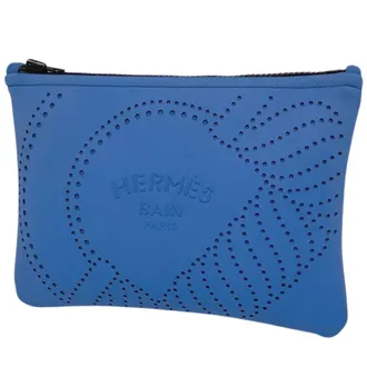 Herm&egrave;s Blue Nylon Pouch (Pre-Owned)