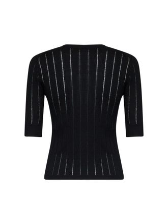 Max Mara Dropped-Stitch Ribbed Knit Sweater - Black