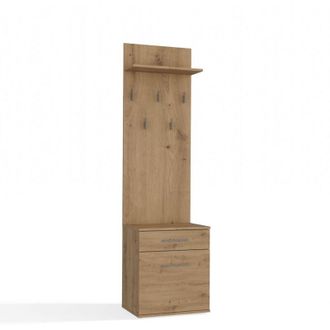 Topeshop Percha + Zapatero Duo Roble Artesano 180x50x35 Cm Pasillo Para Hogar Para Oficina