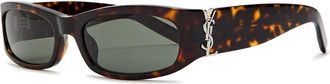 Saint Laurent Rectangle-frame Sunglasses - Brown Havana - One Size