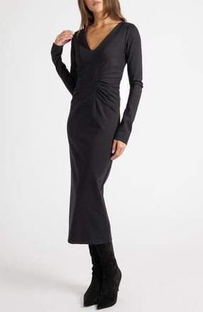 Santorelli Willa Long Sleeve Midi Dress in Punto Milano in Black at Nordstrom, Size 12