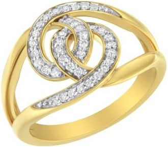 House of Brilliance 14K Yellow Gold Plated Silver 1/4 Cttw Diamond Interlocking Loop Open Shank Bypass Ring in Yellow Gold Over Silver at Nordstrom