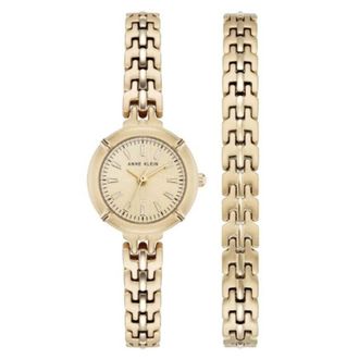 Anne Klein Quartz Gold Dial Ladies Watch and Bracelet Set AK-5230GPST