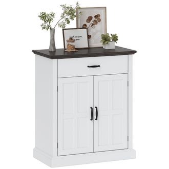 OEM Aparador Para Sal&oacute;n R&uacute;stico Con 2 Puertas 1 Caj&oacute;n Estante Ajustable Para Comedor Entrada Blanco 75,2x40x91,5 Cm