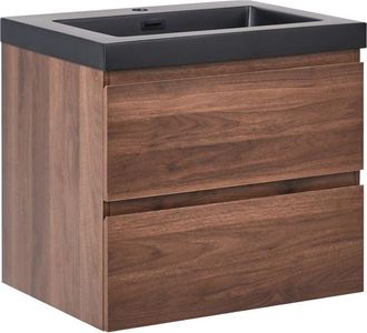 Beliani Wall Mounted Vanity Unit with Basin CARDIEL 60 cm Dark Brown
