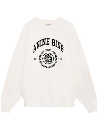Anine Bing Collegiate Print Cotton Sweatshirt with Relaxed Fit