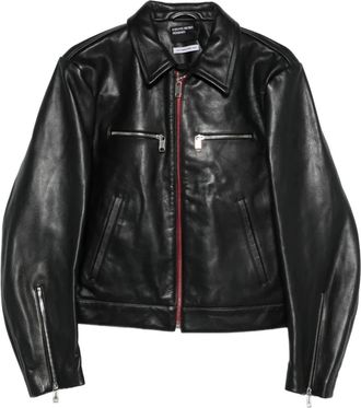 Enfants Riches Deprimes zip-up leather biker jacket - men - Calf Leather/Viscose - M - Black