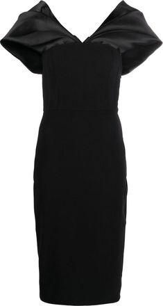 Solace London Wrenley off-shoulder midi dress - women - Polyester/Polyester/Elastane - 16 - Black