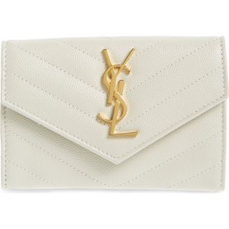 Saint Laurent Monogram Quilted Leather French Wallet in Cremasoft at Nordstrom
