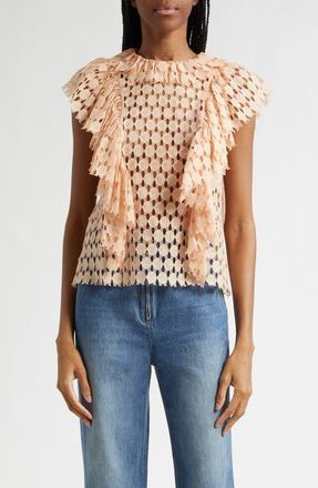 Ulla Johnson Daevy Cutout Ruffle Top in Blush at Nordstrom, Size 00