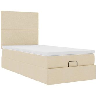 vidaXL Cama Otomana Con Colch&oacute;n Crema 90x200 Cm Tela Vidaxl