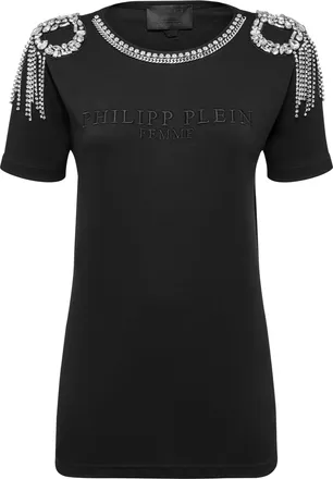 Philipp Plein T-shirt Round Neck SS Crystal Fringe