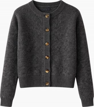 Minnie Rose Womens Cashmere Silk Marled Relaxed Crew Cardigan In Black