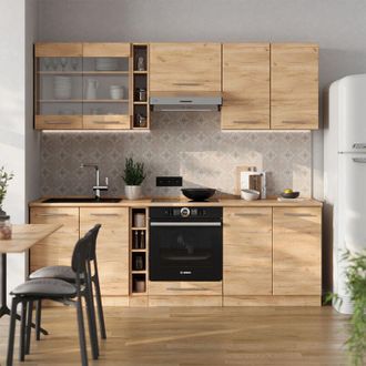 Vicco Mueble De Cocina Fame-line, Roble Dorado, 235 Cm, Et Antracita, Vicco