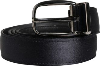 Dolce & Gabbana Men Black Classic Viscose Metal Buckle Mens Belt