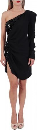 Pinko Arancia Jurk met &eacute;&eacute;n mouw en pailletten - Dames - Korte kleedjes - Zwart - 2XL - Pailletten - Kleedjes