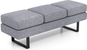 Costway Waiting Room Bench Long Seating Upholstered Salon Reception Bench Office Chair Grey