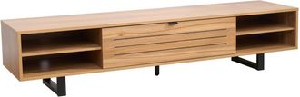 Oviala Mueble de TV rectangular con 2 puertas, L160 cm, madera clara