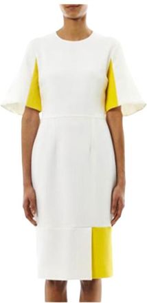 Roksanda Ilincic Colour Block Fluted Sleeve Midi Dress Size S