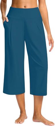 Generic Walking Trousers for Women Yoga Cropped Joggers Summer Capris Harem Pants Elastic High Waist Trousers Casual Straight Leg Athletic Cycling Shorts with