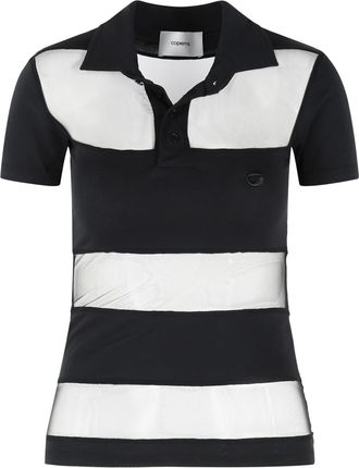 Coperni Striped Black Cotton Blend Polo Shirt