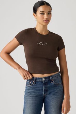 Levi's Graphic Essential Baby Tee - Women - XS - Brown / Emb Club Logo Java