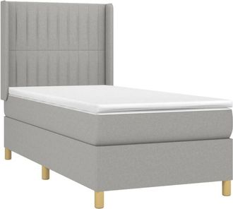 vidaXL Cama Box Spring Colch&oacute;n Y Luces Led Tela Gris Claro 80x200 Cm Vidaxl