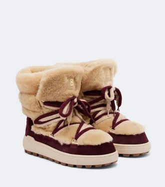 Bogner Chamonix shearling and suede snow boots