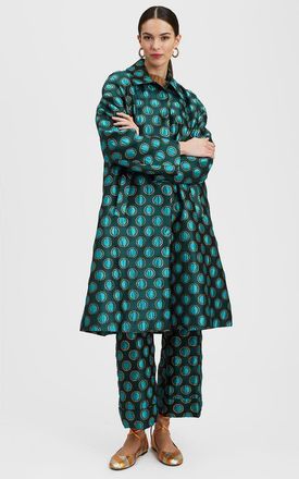 La DoubleJ Boxy Coat in Jacquard Winter Sun Emerald at Nordstrom, Size X-Large It