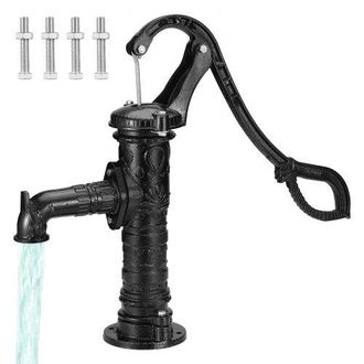 OEM Schwengelpumpe Gusseisen 40x15x68cm Handschwengelpumpe Mit Wasserauslass(&oslash;xl)6,5x22cm Handpumpe 16cm Basisdurchmesser Gartenpumpe Schwarz Ideal Als De
