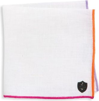 Clifton Wilson Multicolor Trim White Linen Pocket Square at Nordstrom