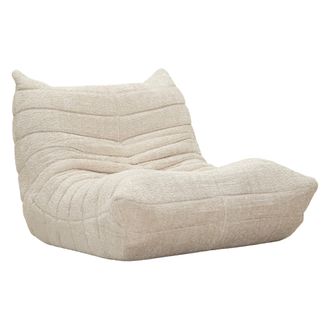 Dmora Poltrona Battam, Tapizado En Tela Boucl&eacute;, Estructura Textil, Altura Del Asiento 45 Cm, 27x27x108h Cm Blanco