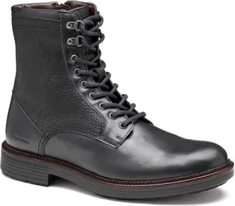 Johnston & Murphy Latham Plain Toe Combat Boot in Black European Calfskin at Nordstrom, Size 10.5
