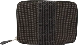 Herm&egrave;s Black Gray Nylon Canvas Wallet (Bi-Fold) (Pre-Owned)