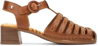 Pikolinos Bruine Romana damessandaal - Dames - Sandalen met hakken - Bruin - 40 EU - Leer - Schoenen