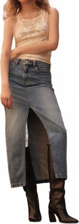 Free People Womens Nothing Better Denim Maxi Skirt In Blue