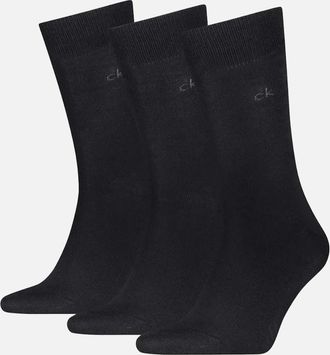 Calvin Klein Mens 3-Pack CK Premium Combed Cotton Socks, Black - Black/Black - Size: 9/9.5/10/10.5/11/11.5/12