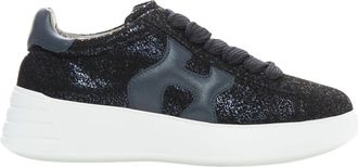 Hogan Glitter Logo-Patch Chunky Sneakers - Dames - Sneakers - Zwart - 38 1/2 EU - Leer - Schoenen