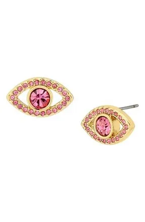 Kurt Geiger Pav&eacute; Evil Eye Stud Earrings in Pink at Nordstrom Rack