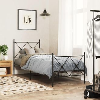 vidaXL Estructura Cama Sin Colch&oacute;n Con Estribo Metal Negro 80x200 Cm Vidaxl