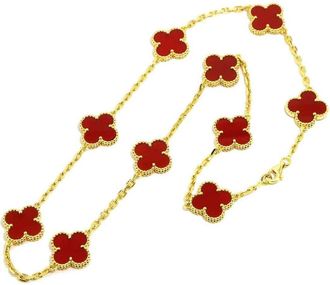 Van Cleef & Arpels Red Carnelian Vintage Alhambra Necklace